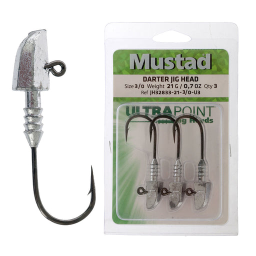 Mustad Darter Jig Heads Size 3/0 21g Qty 3 (7287086350513)