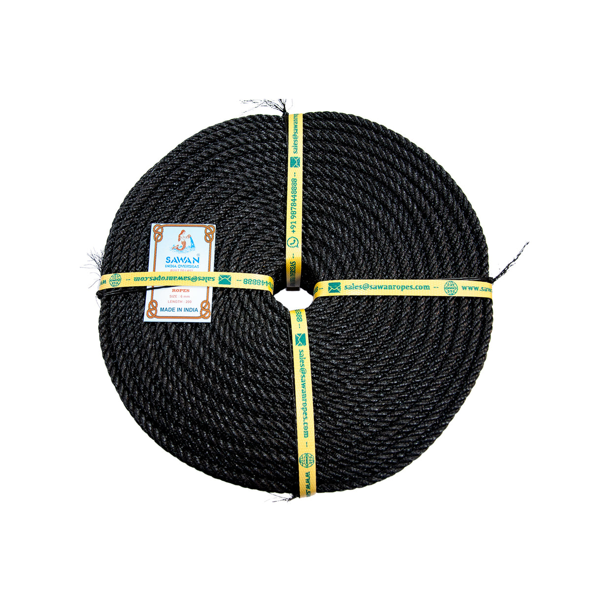 HDPE-High Density Polyethylene 3 Strand Black Rope-100 Yards — Al Marfaa  Marine Equipments