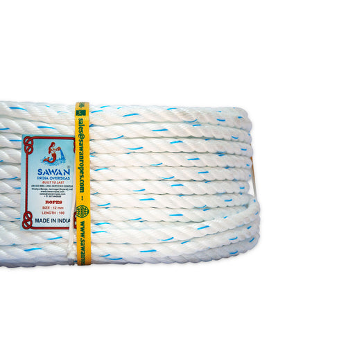 PP-Polypropylene White and Blue Stracer 3 Strand Rope - 100 Yards (6902937682097)
