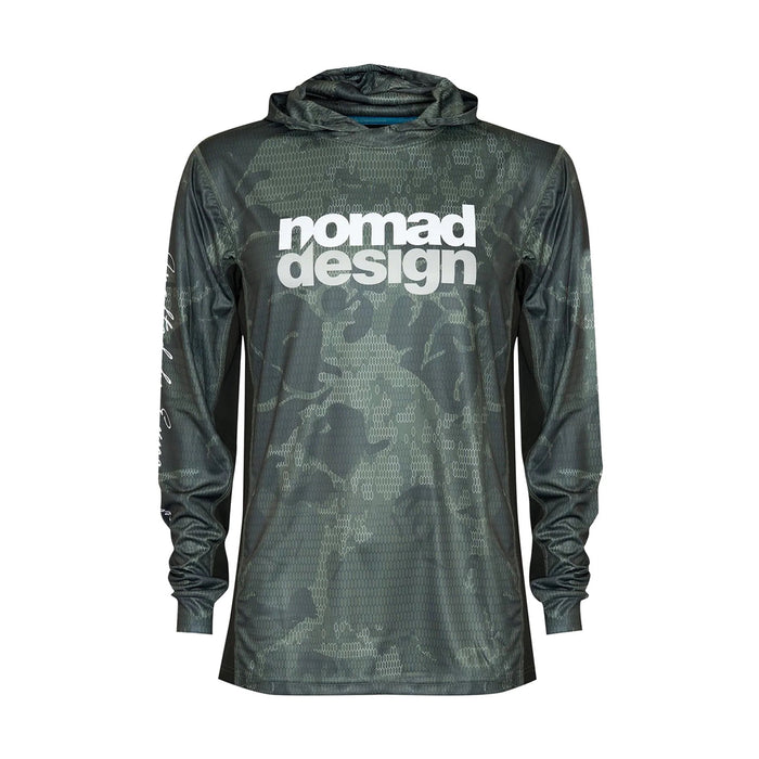 Nomad Design Hooded Tech Fishing Shirt Khaki Camo Splice